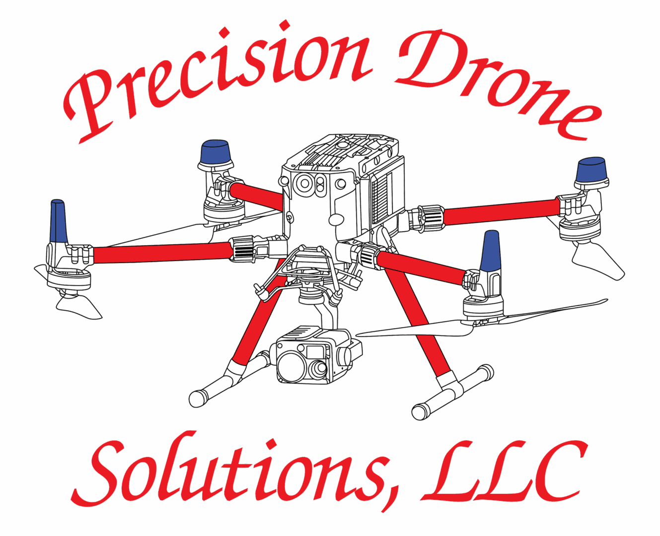 Logo of Precision Drone Solutions, LLC featuring a drone illustration.